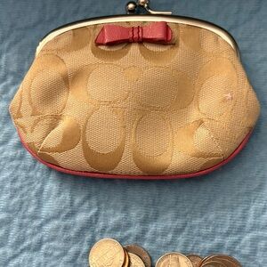 Elegant Gold and Pink COACH Women's CHANGE PURSE